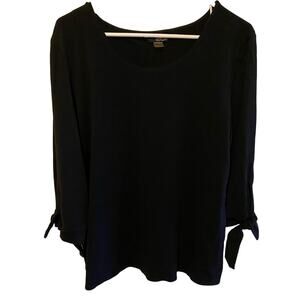 Renuar Black 3/4 Sleeve Round Neck Pullover‎ Jersey Knit Heavier Blouse Size XXL